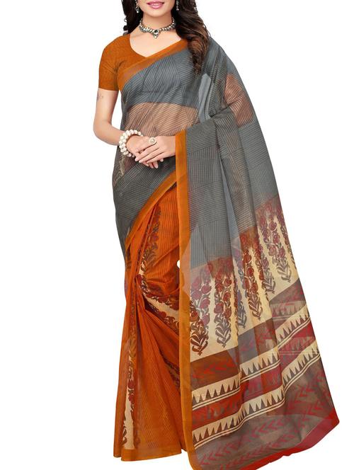 printed half and half  kota doria saree - 15506631 - Very Small Image - 1