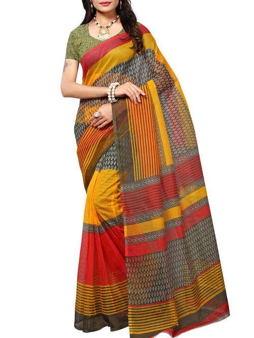 printed kota doria saree with blouse - 15506634 - Very Small Image - 1
