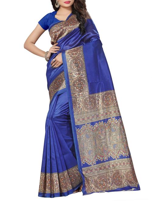 contrast border mysore silk saree with blouse - 15506642 - Very Small Image - 1