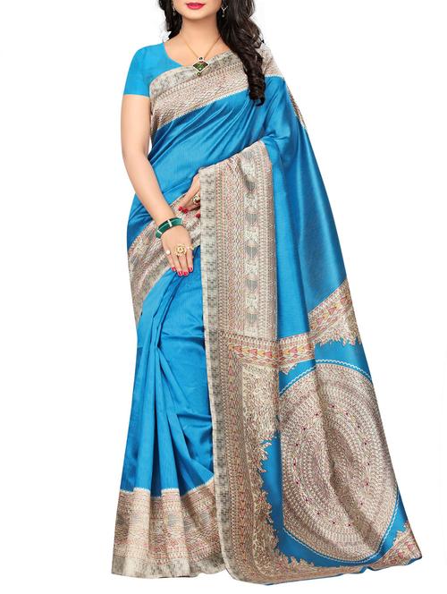 contrast border mysore silk saree with blouse - 15506650 - Very Small Image - 1