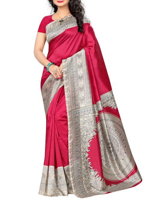 contrast border mysore silk saree with blouse - 15506651 - Very Small Image - 1