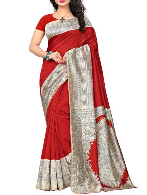 contrast border mysore silk saree with blouse - 15506655 - Very Small Image - 1