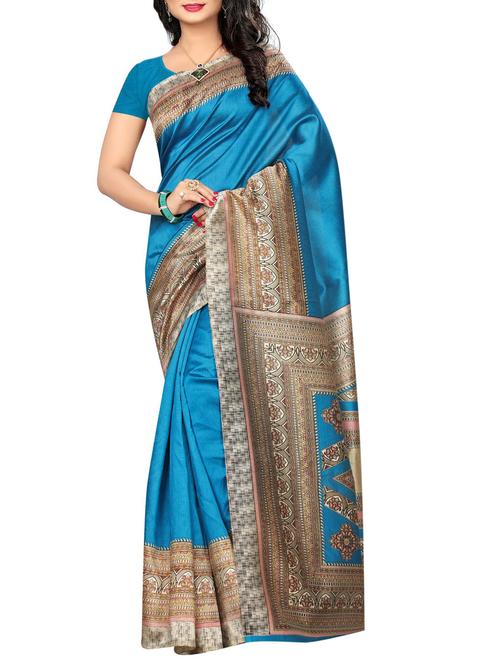 contrast border mysore silk saree with blouse - 15506659 - Very Small Image - 1