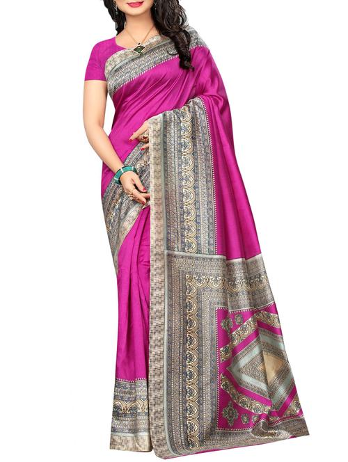 contrast border mysore silk saree with blouse - 15506660 - Very Small Image - 1