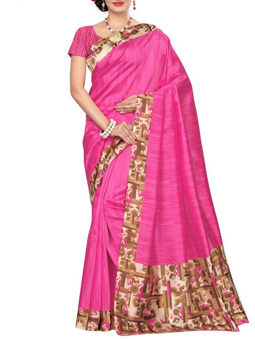 contrast border mysore silk saree with blouse - 15506687 - Very Small Image - 1