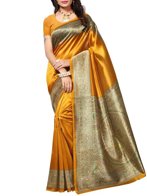 contrast border mysore silk saree with blouse - 15506696 - Very Small Image - 1