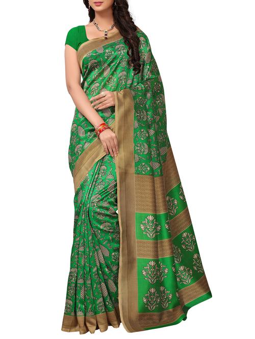 printed mysore silk saree with blouse - 15506707 - Very Small Image - 1