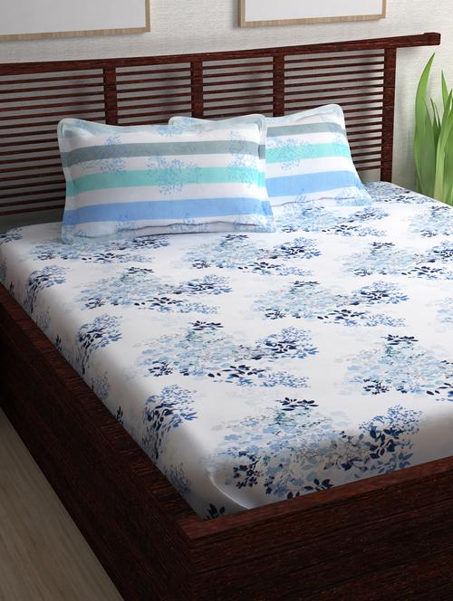 polycotton double bedsheet with 2 pillow covers - 15506795 - Very Small Image - 1