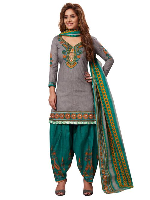printed unstitched salwar suit - 15507853 - Very Small Image - 1