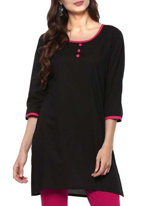 piping a-line solid kurti - 15511388 - Very Small Image - 1