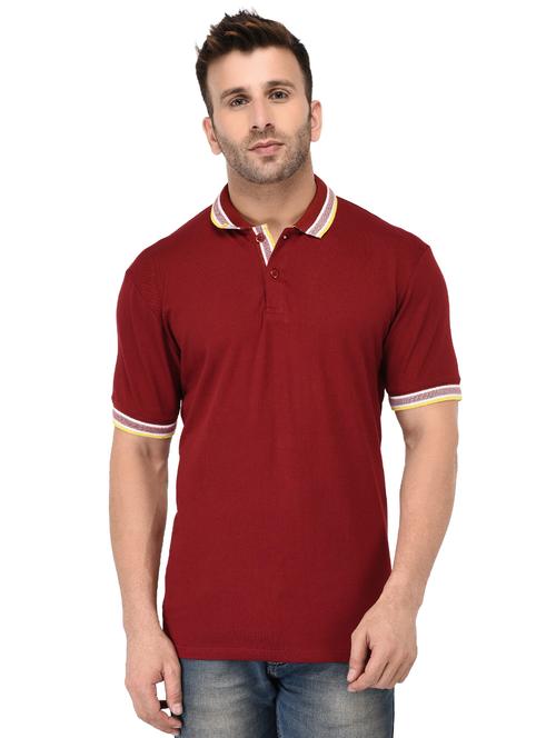 maroon solid polo t-shirt - 15511956 - Very Small Image - 1