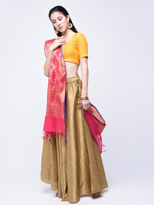 banarasi chanderi dupatta with tassels - 15513849 - Very Small Image - 1