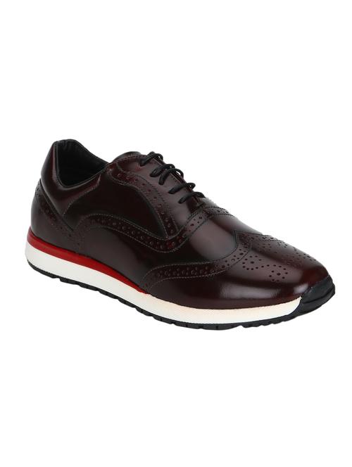 maroon leather lace up sneakers - 15514439 - Very Small Image - 1