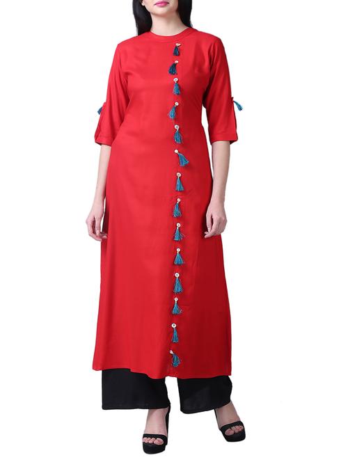 a-line kurta with tassels - 15514472 - Very Small Image - 1