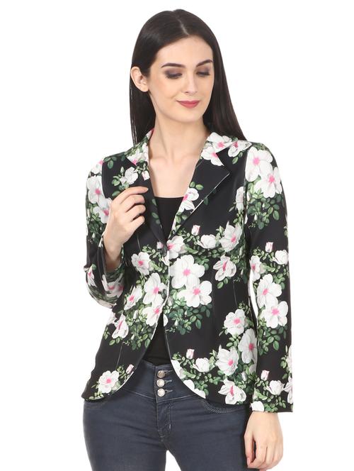 lapel collar floral blazer - 15514604 - Very Small Image - 1
