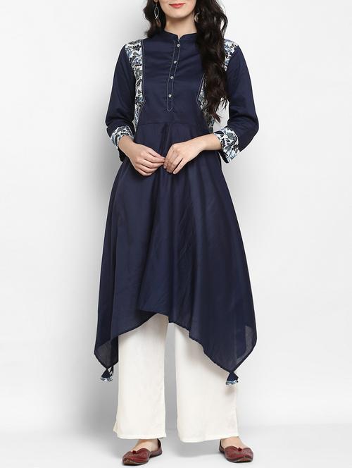 asymmetric kurta with tassels - 15515109 - Very Small Image - 1