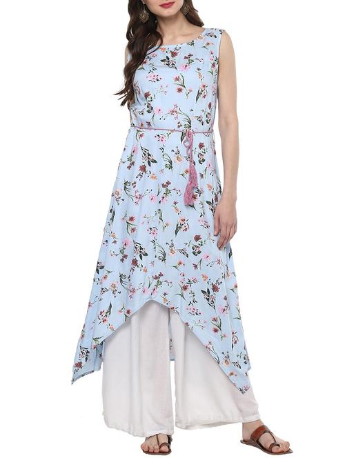 asymmetric ditsy floral kurta - 15515136 - Very Small Image - 1