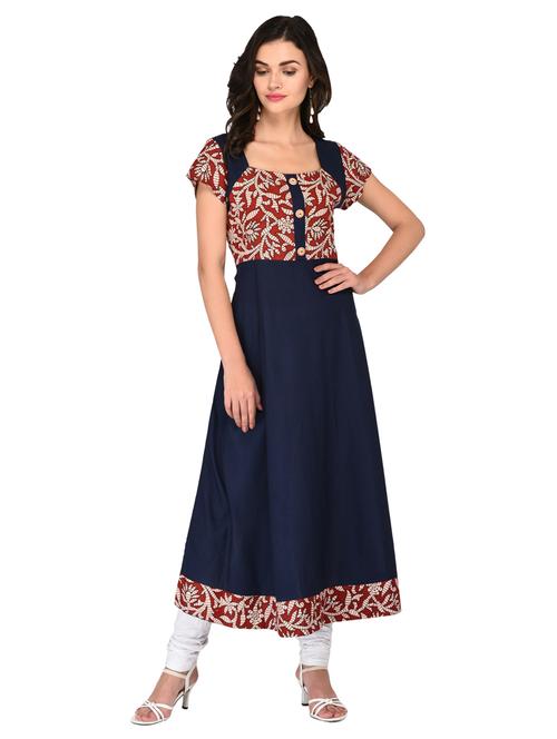 a-line printed kurta - 15515230 - Very Small Image - 1