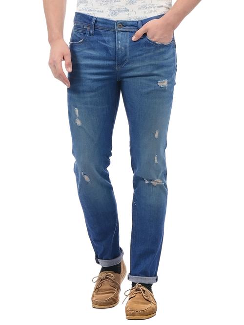 blue cotton blend ripped jeans - 15515305 - Very Small Image - 1