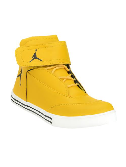yellow leatherette lace up sneakers - 15515859 - Very Small Image - 1