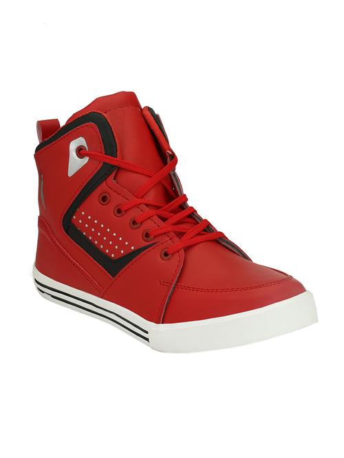 red leatherette lace up sneakers - 15515866 - Very Small Image - 1