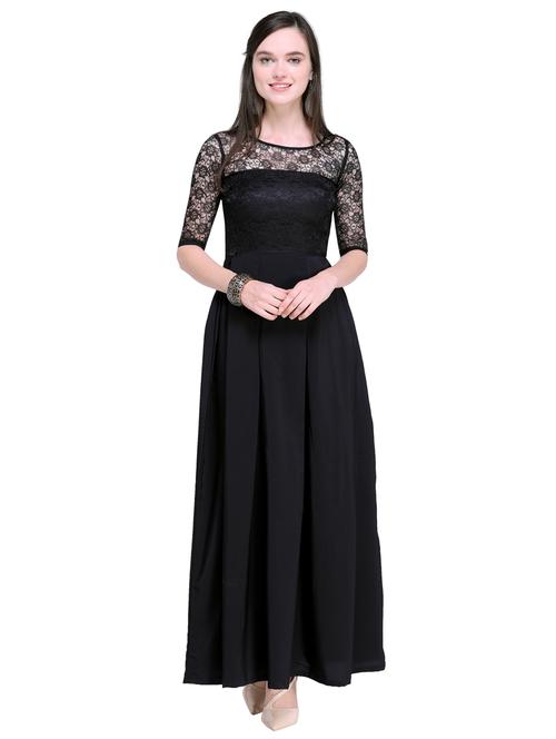 floral lace insert a-line maxi dress - 15516187 - Very Small Image - 1