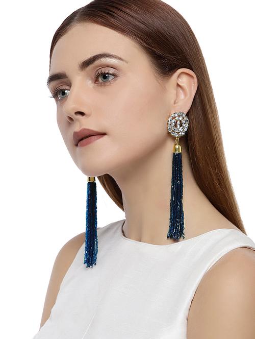 blue gold tone beaded earrings - 15516269 - Very Small Image - 1
