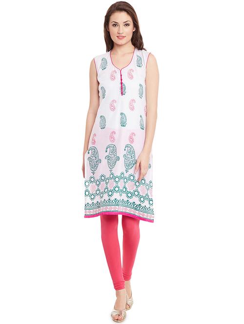 paisley block printed straight kurta - 15517680 - Very Small Image - 1