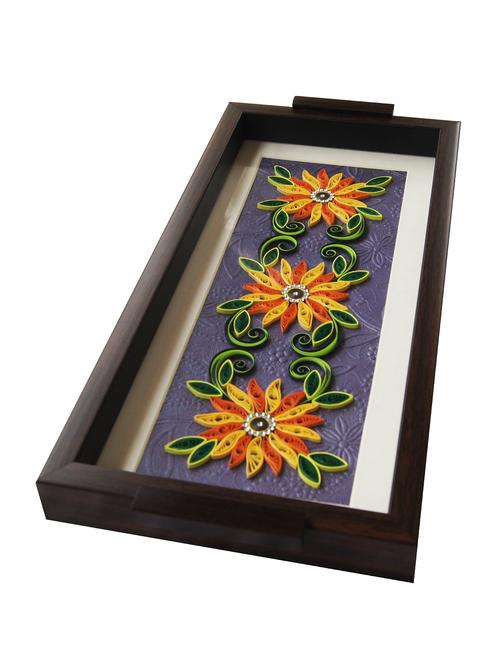 handmade sparkling stone work wooden tray - 15517905 - Very Small Image - 1