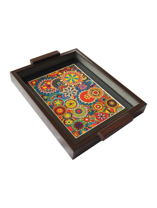 handmade sparkling stone work wooden tray - 15517906 - Very Small Image - 1