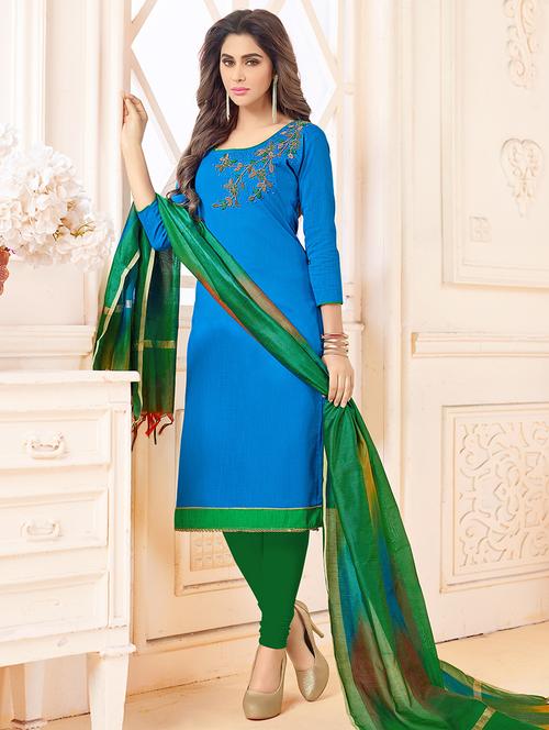 embellished unstitched churidaar suit - 15518198 - Very Small Image - 1