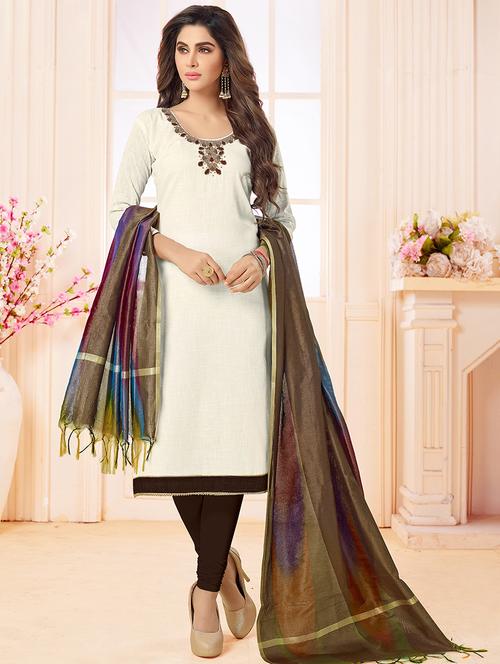 embellished unstitched churidaar suit - 15518349 - Very Small Image - 1