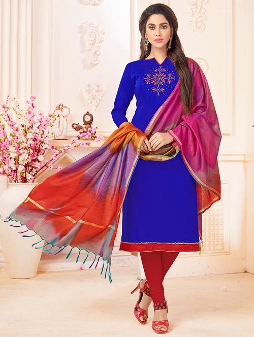embellished unstitched churidaar suit - 15518378 - Very Small Image - 1