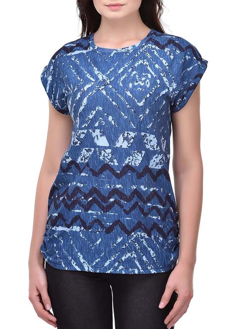 cap sleeved round neck top - 15518385 - Very Small Image - 1