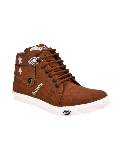 brown leatherette lace up sneakers - 15519557 - Very Small Image - 1