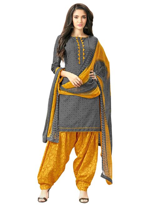 printed unstitched patiyala suit - 15519933 - Very Small Image - 1