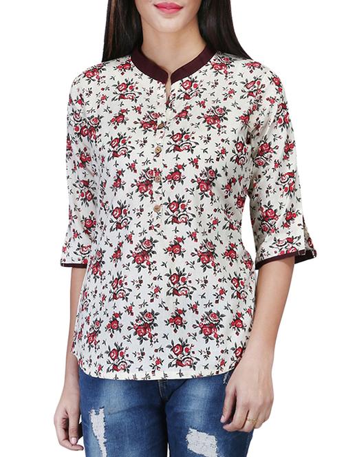 floral slit sleeved top - 15520047 - Very Small Image - 1