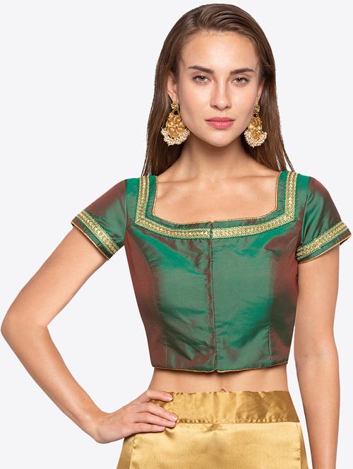 two tone embroidered drawstring blouse - 15520247 - Very Small Image - 1