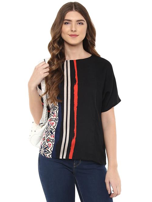 round neck printed top - 15520528 - Very Small Image - 1