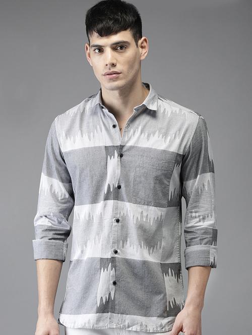 grey cotton casual shirt - 15521957 - Very Small Image - 1