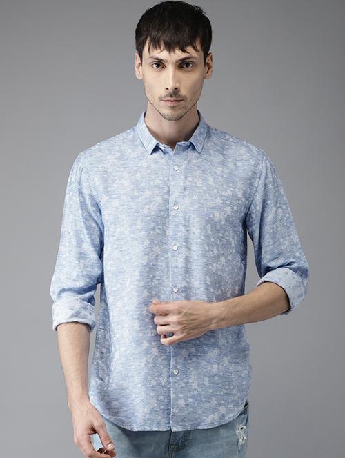blue cotton casual shirt - 15521967 - Very Small Image - 1