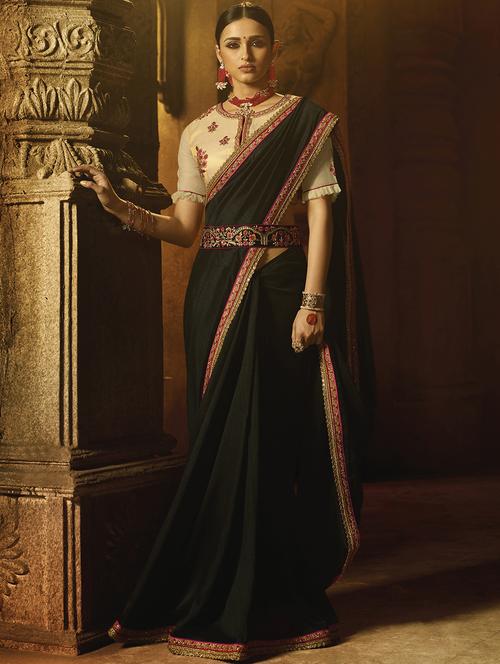 zari bordred saree with blouse - 15522142 - Very Small Image - 1