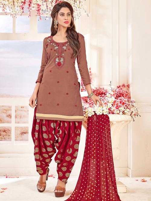 embroidered unstitched patiyala suit - 15523602 - Very Small Image - 1