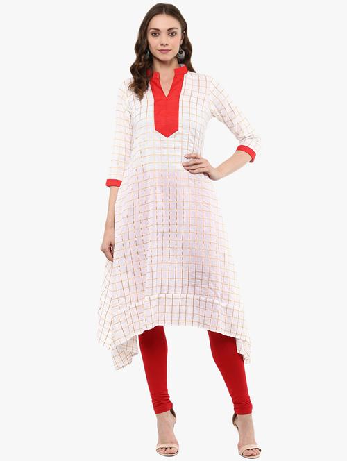 asymmetric checkered kurta - 15523767 - Very Small Image - 1