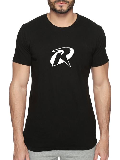 black cotton chest print tshirt - 15523939 - Very Small Image - 1