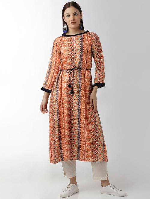 a-line drawstring kurta - 15524593 - Very Small Image - 1