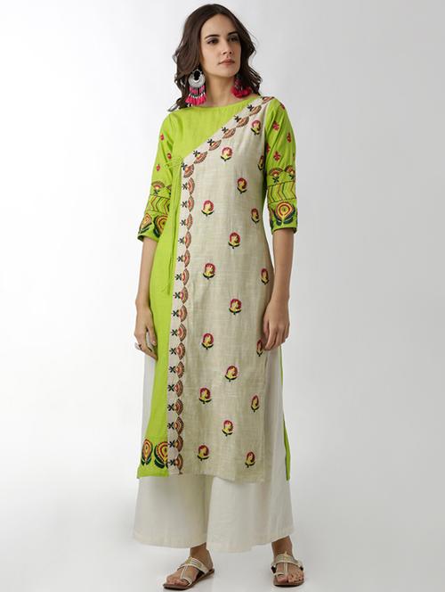 embroidered straight string kurta - 15524733 - Very Small Image - 1