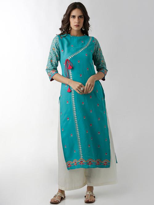 embroidered straight kurta with tassels - 15524735 - Very Small Image - 1