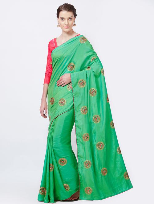 women's embroidered saree with blouse - 15525448 - Very Small Image - 1