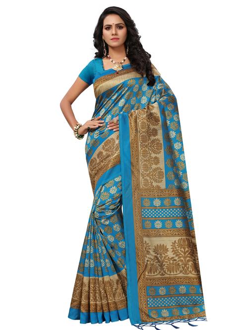 printed mysore silk saree with blouse - 15525461 - Very Small Image - 1